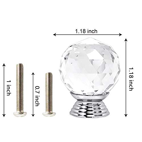 Anjuu 12 Pcs 30Mm Round Shape Crystal Glass Cabinet Knobs With Screws Drawer Knob Pull Handle Used For Kitchen, Dresser, Door, Cupboard (Clear) #TOP1