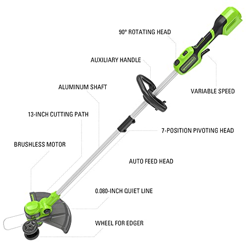 Greenworks 24V 13-Inch Brushless String Trimmer (Gen 2), 4.0Ah USB Battery and Charger Included by Greenworks - Image 2