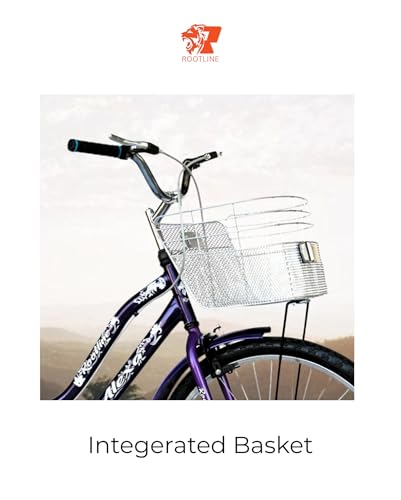 Image of ROOTLINE Alexa Purple Bicycle for Girls /Women with Front Basket and Integrated Carrier | BCP Rim & Handle (Purple)