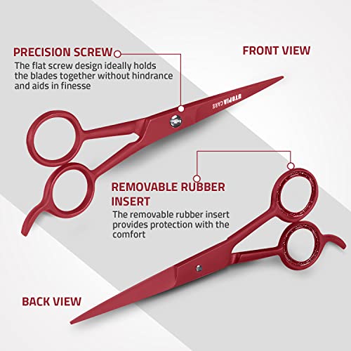 Image of Utopia Care Hair Cutting and Hairdressing Scissors 6.5 Inch, Premium Stainless Steel Shears with Smooth Razor and Sharp Edge Blades for Salons, Men, Women and Kids, Red