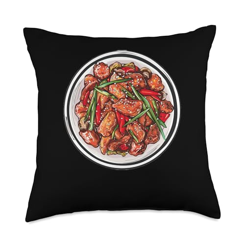 Szechuan Chicken Round Image Throw Pillow