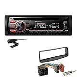 Pioneer DEH-09BT 1-DIN MP3 CD Autoradio Bluetooth Audio Streaming USB AUX mit Einbauset passend für Peugeot 206 206CC 1998-2007 schwarz