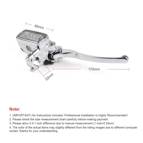 Maître-Cylindre de Frein Moto 22mm avec Levier d'Embrayage Argent