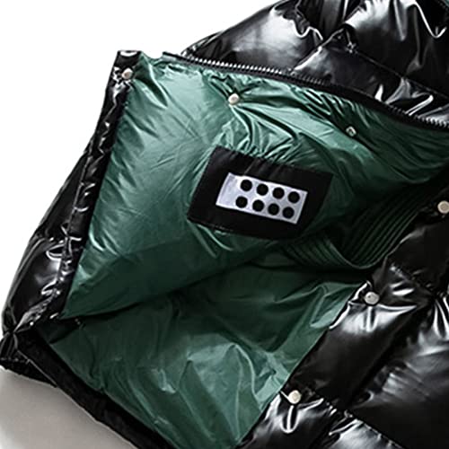 Jaqueta masculina acolchoada metálica casacos de inverno casaco parca com capuz quente jaqueta de in