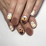 LBPEPAMZ Thanksgiving Press on Nails Short Square Fake Nails Autumn Turkey Acrylic Nails False Nails With Polka Dots Designs Full Cover Glossy Fall Stick on Nails for Women Girls Manicure Decor 24Pcs