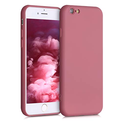 kwmobile Hülle kompatibel mit Apple iPhone 6 / 6S Hülle - gummierte TPU Silikon Handyhülle - Schutzhülle für kabelloses Laden - Hülle in Dark Rose
