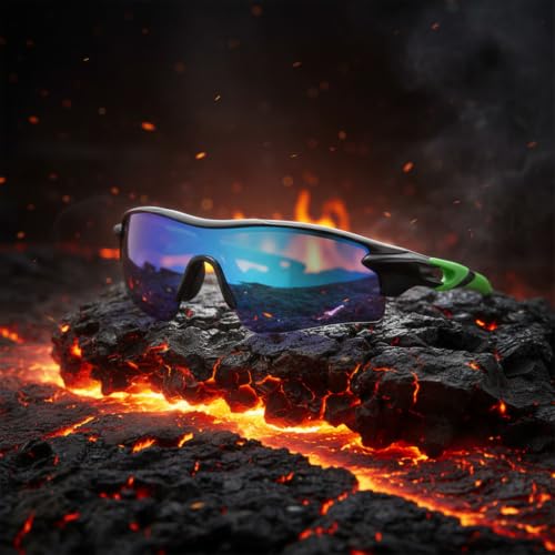 Image of Cycling Goggles for Men & Women | Sports Goggles UV400 Protection | Oversized Sports Sunglasses for Cricket, Running, Driving, Fishing, Hiking & Outdoor Activities (Green : Blue)