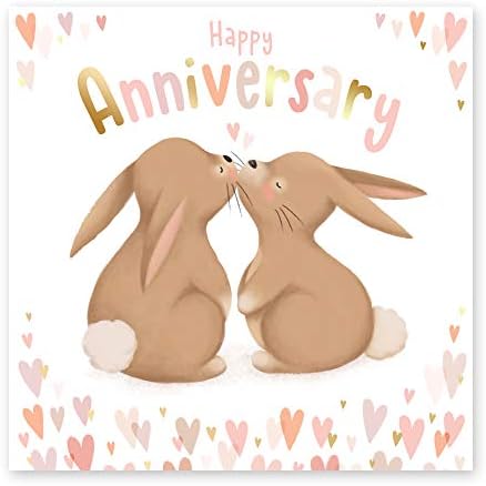 Central 23 - Anniversary Card for Mom & Dad - Binky Bunny - Cute Design for Husband or Wife - Comes with Fun Stickers