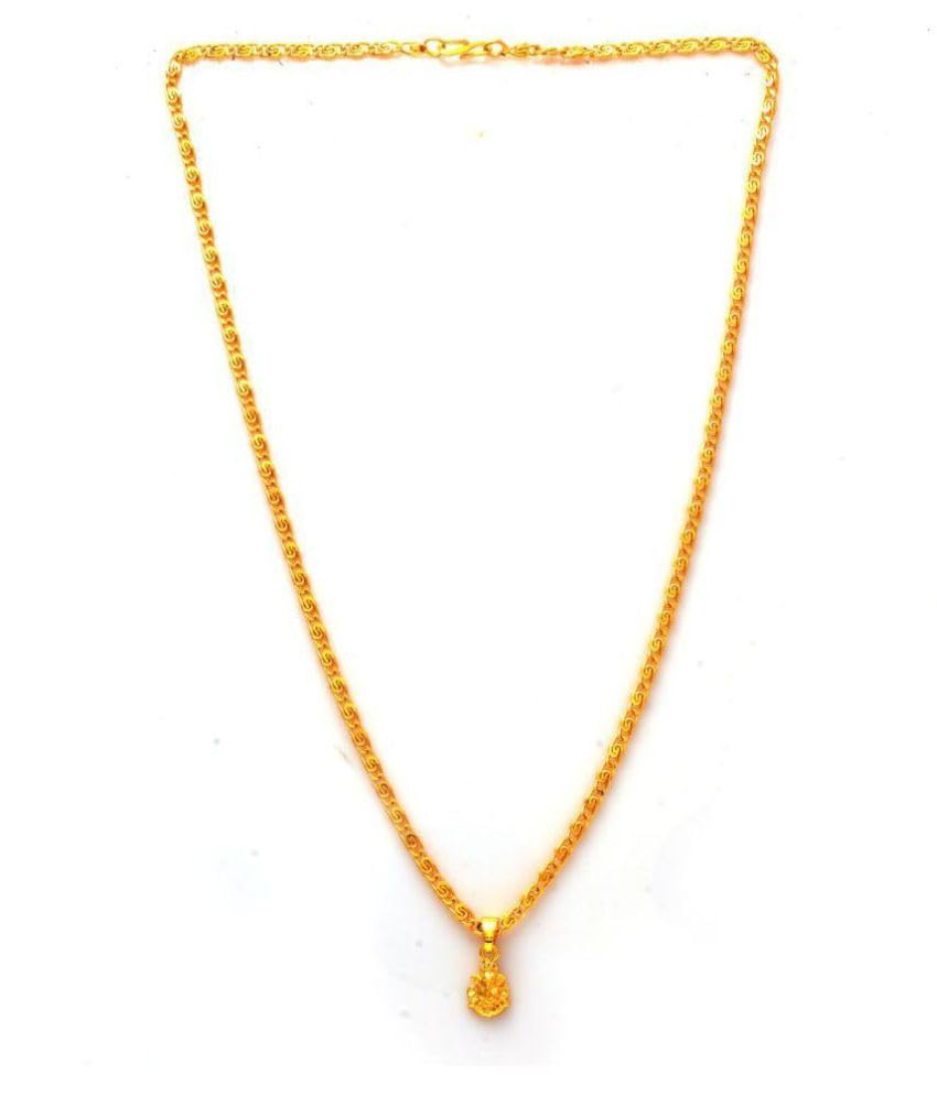 Image of Traditional 22K Gold-Plated Chain Necklace with Intricate Pendant for Women & Men