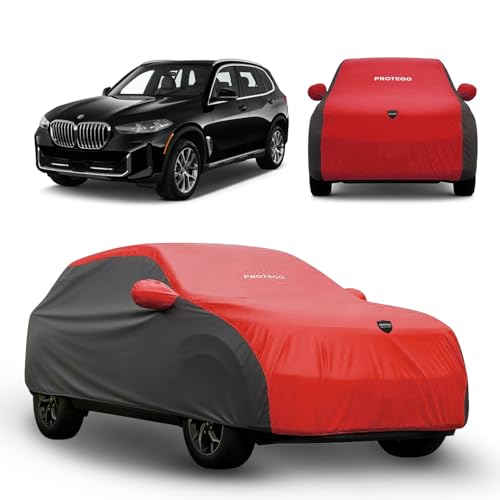 Image of PROTEGO Prime Series India's 1st Anti-Tear Car Cover for BMW X5 | Heavy-Duty, Custom Fit, All Weather Protection | 100% Waterproof, Windproof & Hail Resistant | 2-Year Warranty | Red + Black