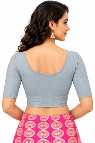 Image of Fressia Fabrics Women's Black Cotton Stretchable Readymade Saree Blouse