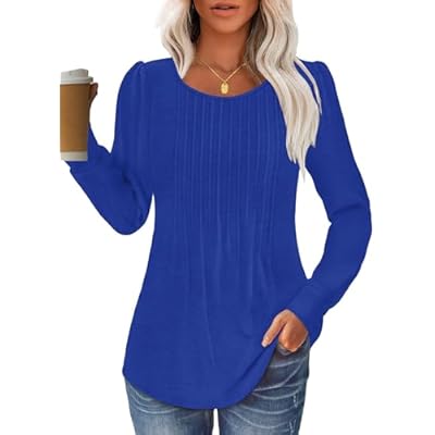 48% off: GKBK Women Long Sleeve Shirts Fall Tops Dressy Pleated Scooped Neck Tunic Tops for Leggings …