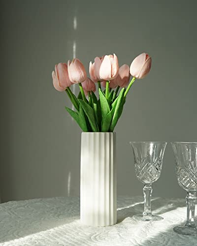 Ceramic Vase White Vases For Decor, 7" White Vase Minimalism Style For Home Decor, Vases For Flowers For Farmhouse Decor, White Vase For Bohemian Decor, Pampas Vase #TOP1