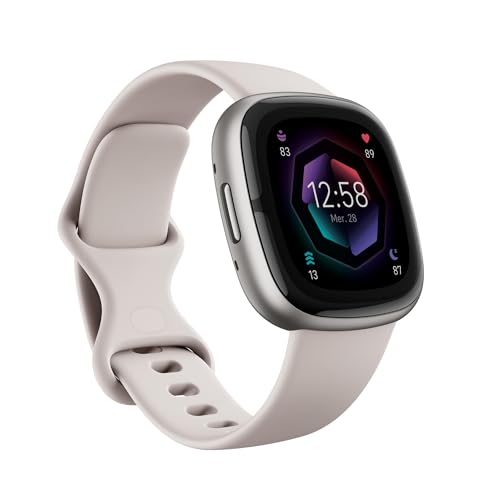 Fitbit Mixte Smartwatch, Blanc lunaire/Aluminium platine, One Size