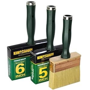 Deck Stain Brush Set, 3 Pack Large Paint Brushes (4″, 5″, 6″) with Threaded Extension Hole, Deck Stain Applicator, Masonry Brush, Stain Brushes for Wood Deck, Fence, Walls and Furniture