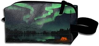 Fantasy Landscape Aurora Borealis Tent Stars Mountain Night Lake Tree Toiletry Bag
