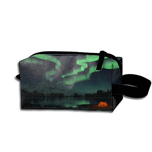 Fantasy Landscape Aurora Borealis Tent Stars Mountain Night Lake Tree Toiletry Bag