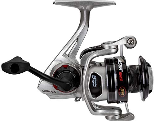 Lew's Laser SG Speed Spin Freshwater Spinning Fishing Reel, Right or Left-Hand Retrieve, 5.2:1, Zero Reverse 1-Way Clutch Bearing, Silver
