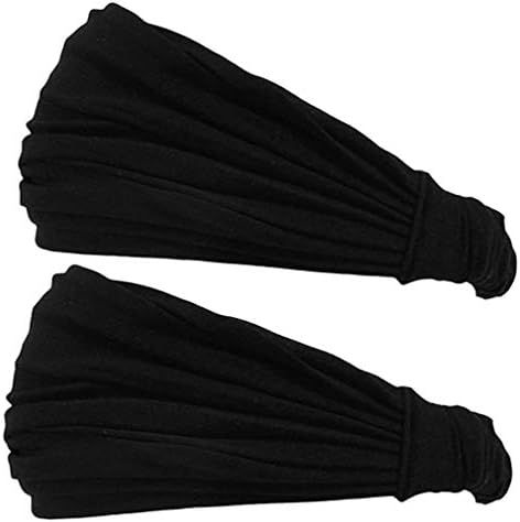 Black 2-Pack Japanese Bandana Headbands for Men and Women – Comfortable Head Bands with Elastic Secure Snug Fit Ideal Runners Fitness Sports Football Tennis Stylish Lightweight M