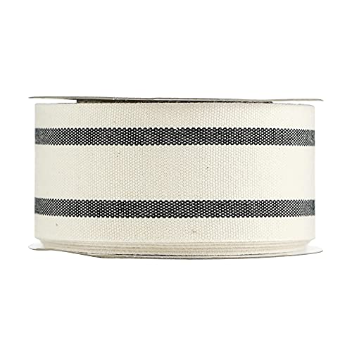 Meedee Natural Cotton Ribbon Stripes Fabric Ribbon 1-1/2 Inch Black And White Stripe Ribbon For Diy Crafts Ribbon For Gift Wrapping Home Decor Sewing (10 Yards) #TOP7