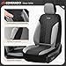 Coverado Automotive Seat Covers Full Set, Luxury Car Seat Covers, Leather Seat Covers, Mesh Design, Black Driver Seat Protectors, Universal Fit for SUVs, Trucks, Sedans