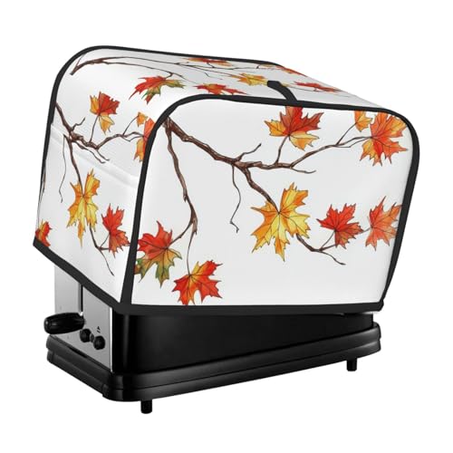 Copri tostapane con foglie d'acero autunnali sui rami, copri tostapane a 2 fette, copri macchina per il pane, copri piccoli elettrodomestici da cucina, accessori da cucina