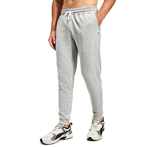 Nimenjoja Men's Joggers Sweatpants Tapered Workout Running Lounge Pants With Zipper Pockets Light Grey #TOP1