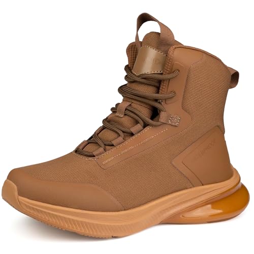 CENNID Women's Tactical Work Boots MotorCycle Boots, Brown 8