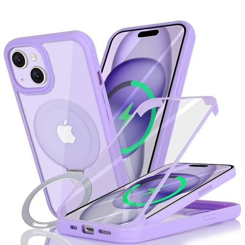 Coque iPhone 12 avec support de visionnage et écran intégré violet