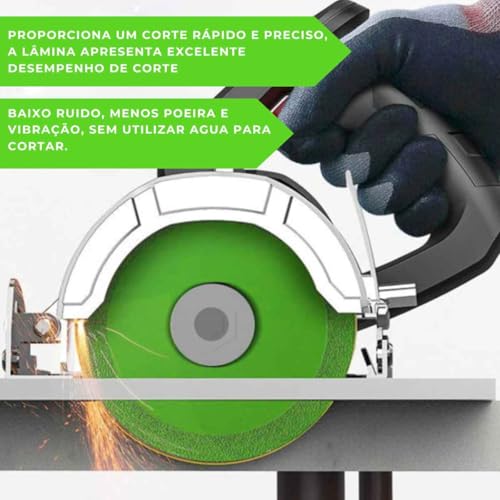 Kit 3 Discos Multiuso para Corte de Porcelanato, Espelho, Cerâmica, Espelho, Vidro 100mm (Verde)