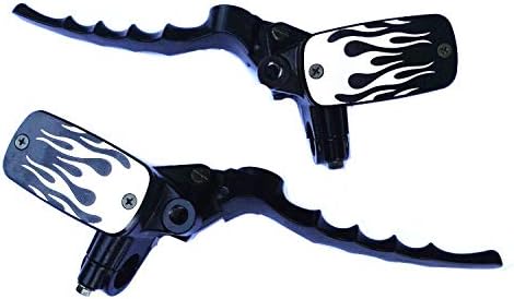 2x Universal 7/8" 22mm Handlebarl Flamp Hydraulic Hand Control Reservoir Brake Clutch Levers Motorcycle Dual Sport bike Cruiser Bobber Chopper Touring (black&white)