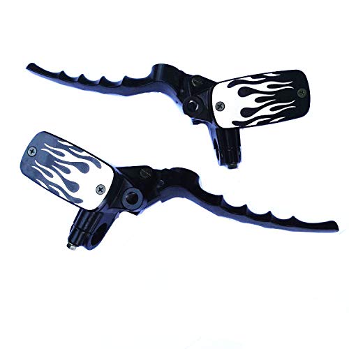2x Universal 7/8" 22mm Handlebarl Flamp Hydraulic Hand Control Reservoir Brake Clutch Levers Motorcycle Dual Sport bike Cruiser Bobber Chopper Touring (black&white)