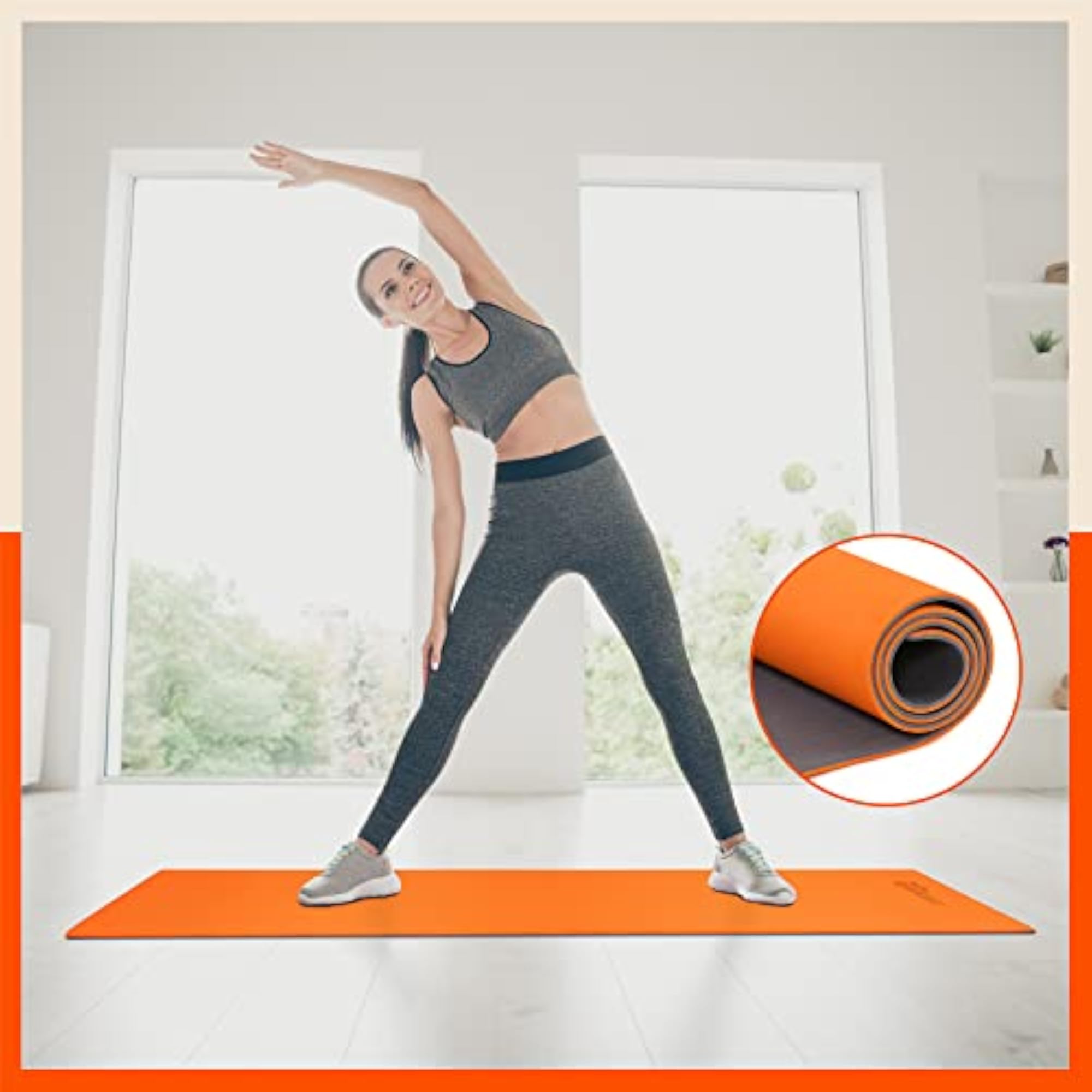 Classic Yoga Mat with Carrying Strap, Anti-Slip & Reversible