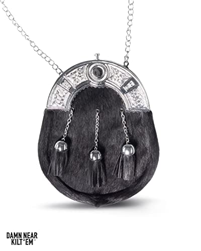 Damn Near Kilt 'Em The King’s Scottish Formal Dress Sporran for Men, Made with Genuine Leather & Fur, Includes Chain Belt3