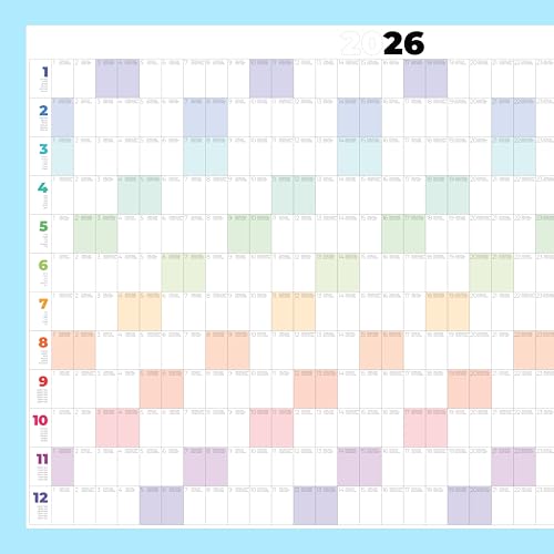 PACKLIST® Wandkalender 2026 A1 XXL (84,1 x 59,4 cm) – Großer Wandplaner mit Feiertagen & Schulferien – Jahreskalender 2026 für Büro, Home Office & Familie – Premium 160g Papier – Gefalzt