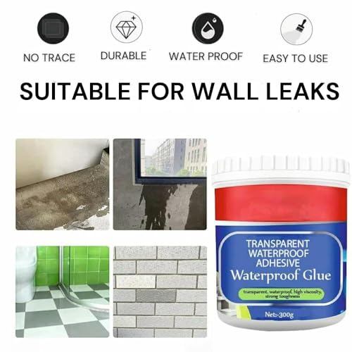 Image of Leawall Waterproof Glue for Leakage Crack Seal Glue with Brush, Transparent Waterproof Resin Epoxy for Roof Leakage, Crack Seal Agent, Roof Water Leakage Solution, Elephant Shield Liquid Rubber(2 Pcs)