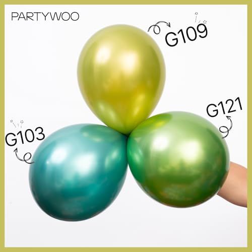 Image of PartyWoo Metallic Lime Green Balloons 140pcs Different Sizes Pack of 18 12 10 5 Inch Metallic Light Pastel Green Balloon Arch Kit for Spring Forest Theme Birthday Tea Party Decorations Green-G109