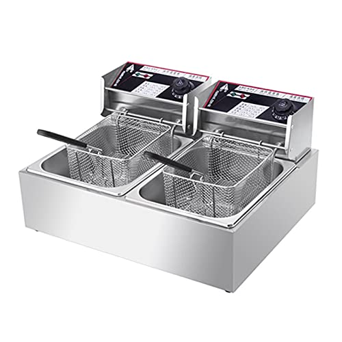 HPTHLY Freidora Freidora Comercial con Cestas Y Tapas De Acero Inoxidable, Temperatura Regulable, Freidoras Eléctricas De Gran Tamaño, para Cocinar Alimentos En La Co,20 L