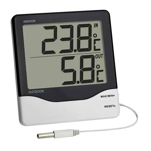 TFA Dostmann digital inne/ute termometer, högsta och lägsta mätvärden, kontroll av frys/akvarium, digiatal termometer med kabelgivare,.30.1011
