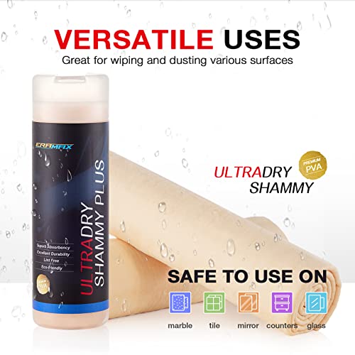 Eramax Premium Ultradry Shammy 4 Pack (2 Large And 2 Small Chamois Cloth For Car) Super Absorbent Shammy Towel For Car Wash And Drying. Professional Car Drying Towel And Work Prefect As A Boat Towel #TOP6