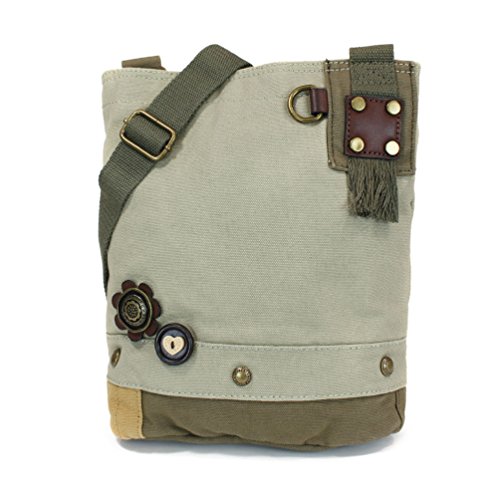 Canvas Patchwork Cross-body Messenger Bag with faux leather (Sea Turtle-Sand)2