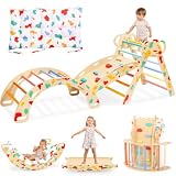 WINGYZ Pikler Triangle Set, Montessori 8-in-1 Climbing Set with Cushion