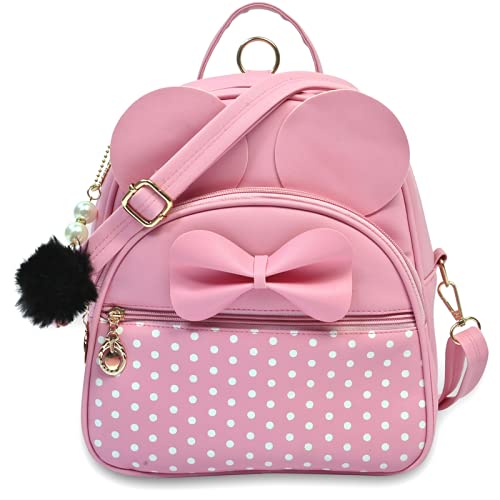 ShopyVid Polka Dots Small Mini Convertible Backpack for Girls