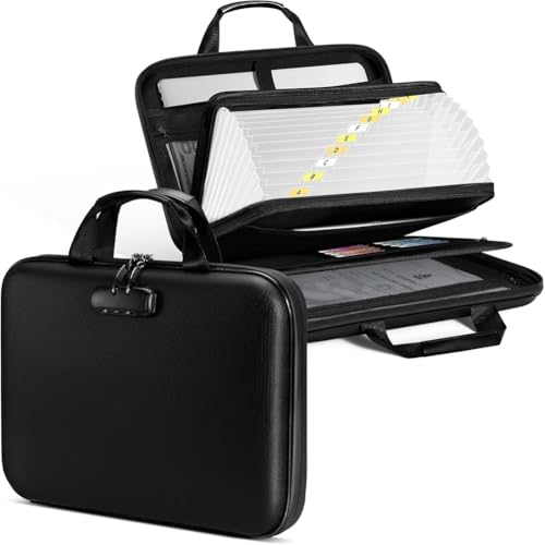 Buhdjfnke Caja Organizadora de Documentos Ignífuga con Cerradura y Carpeta, Estuche Rígido Ignífugo para Documentos y Archivos Valiosos.