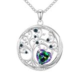 Accver Tree of life necklace with Birthstone Sterling Silver Pendant-Adjustable Chain, Ideal Jewelry gift for her, Girlfriend, Wife, Mom on Birthday, Anniversary (06 - Alexandrite)