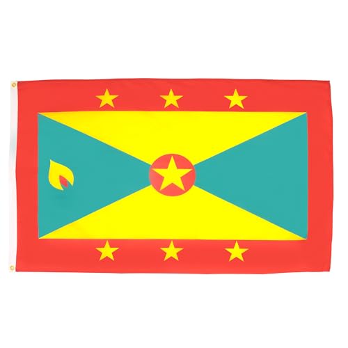Image of AZ FLAG - Grenada Flag - 2x3 Ft - 100D Polyester Grenadian Banner with Two Metal Grommets - Fade Resistant - Vivid Colors - 2' x 3' Feet - 90x60 Cm