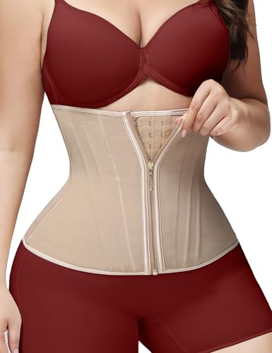 SHAPSHE Waist Trainer for Women Tummy Control Workout Waist Cincher Corset Shapewear Postpartum Body Shaper with Zipper Hook