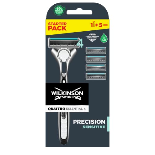 Wilkinson Sword Quattro Titanium Sensitive Lot de 4 lames de rasoir + 1 lame, 5 pièce
