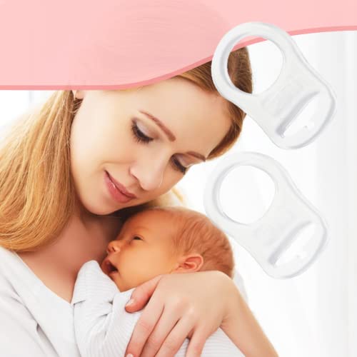 Silikon-Knopf-Ring, 2 Pcs Schnuller Adapter, Silikon Dummy Schnuller Halter Clip Adapter Ring, Silikonring für Schnuller (Transparent)