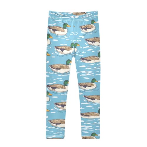 Ducks Swimming Girls' Leggings Toddler Doodles Mallard Kids Yoga Pants Dance Active Tights 4T